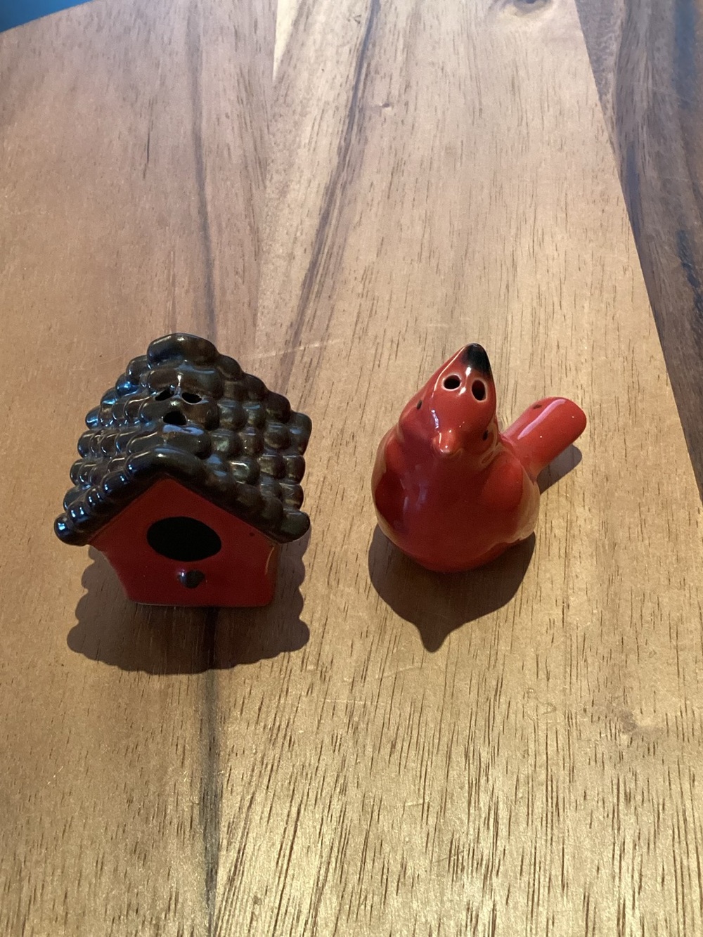 Cardinal & Birdhouse Salt & Pepper Shakers Probably Cracker Barrel